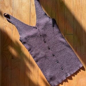 Shimmery Brown Button-Up Knit Tank Top